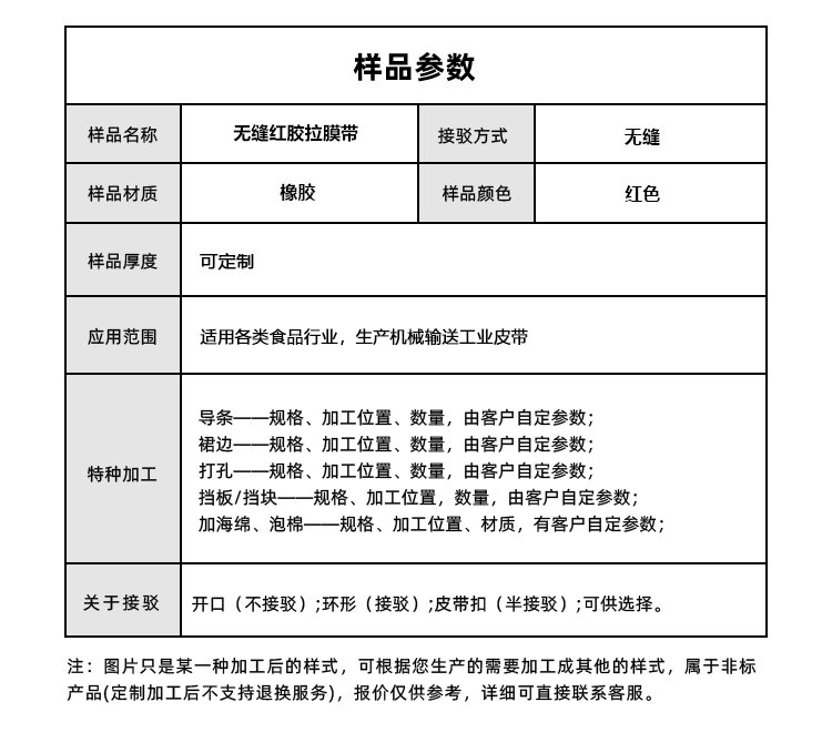 橡膠同步帶加紅膠開(kāi)槽打孔